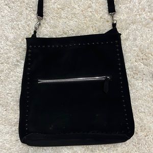 Lagos black suede crossbody with black studs